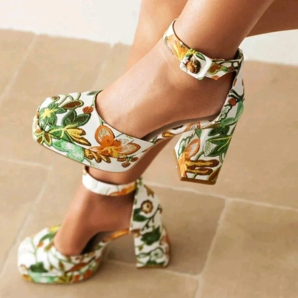 European And American Style Minimalist Square Toe Chunky Heel Comfortable Hollow - Picture 5 of 6